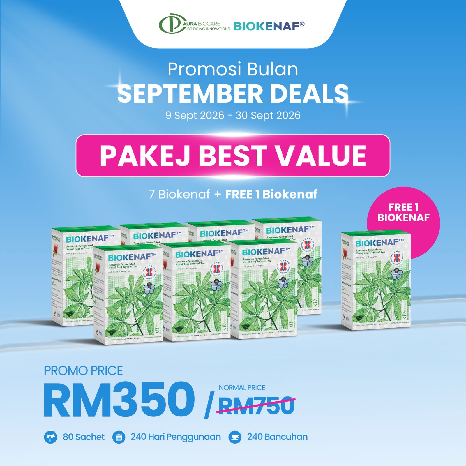 Pakej Best Value (7 Biokenaf + Free 1 Biokenaf)