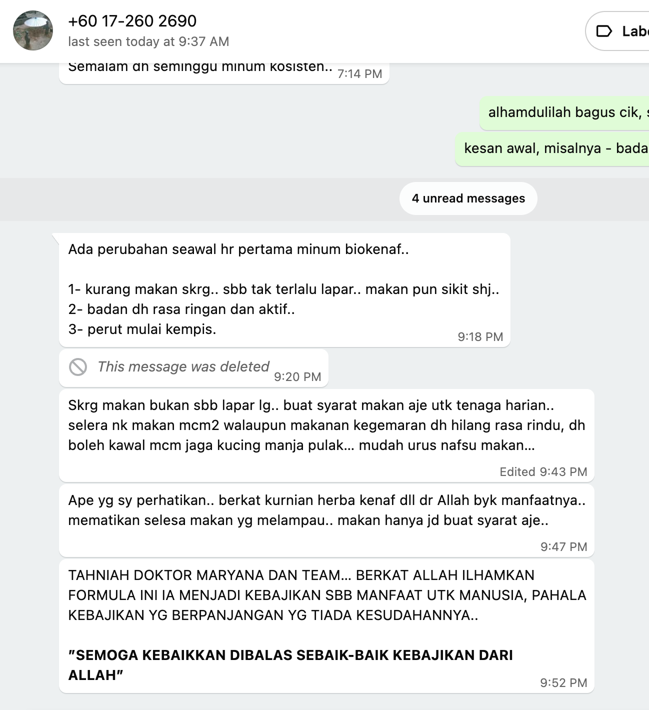 Testimoni nafsu makan berkurang