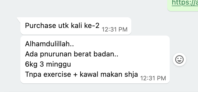 Testimoni turun 6kg dalam 3 minggu